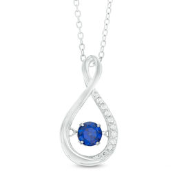 5.0mm Lab-Created Blue and White Sapphire Infinity Pendant in Sterling Silver