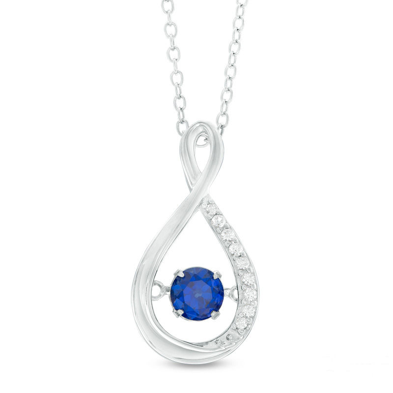 Main Image 1 of 5.0mm Lab-Created Blue and White Sapphire Infinity Pendant in Sterling Silver