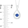 Thumbnail Image 2 of 5.0mm Lab-Created Blue and White Sapphire Infinity Pendant in Sterling Silver
