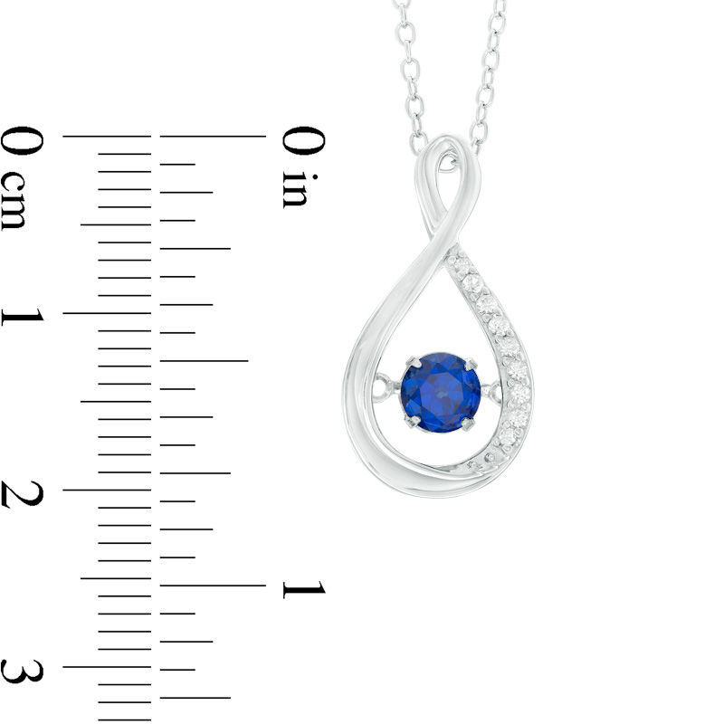Main Image 2 of 5.0mm Lab-Created Blue and White Sapphire Infinity Pendant in Sterling Silver