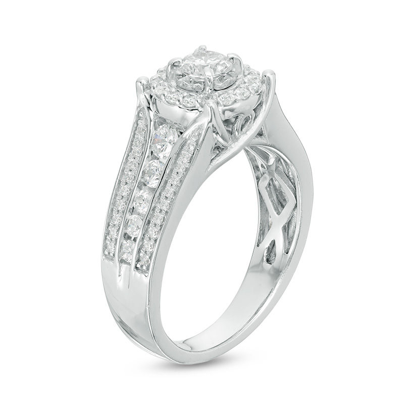 1 CT. T.W. Diamond Frame Multi-Row Engagement Ring in 10K White Gold