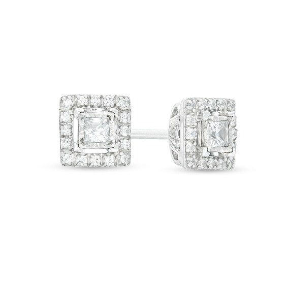 1/4 CT. T.W. Princess-Cut Diamond Frame Stud Earrings in 10K White Gold 1/4 CT. T.W. Princess-Cut Diamond Frame Stud Earrings in 10K White Gold