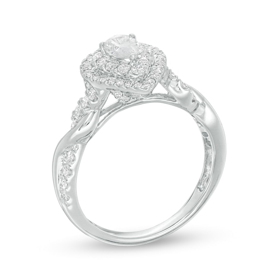 1 CT. T.W. Pear-Shaped Diamond Double Frame Twist ...
