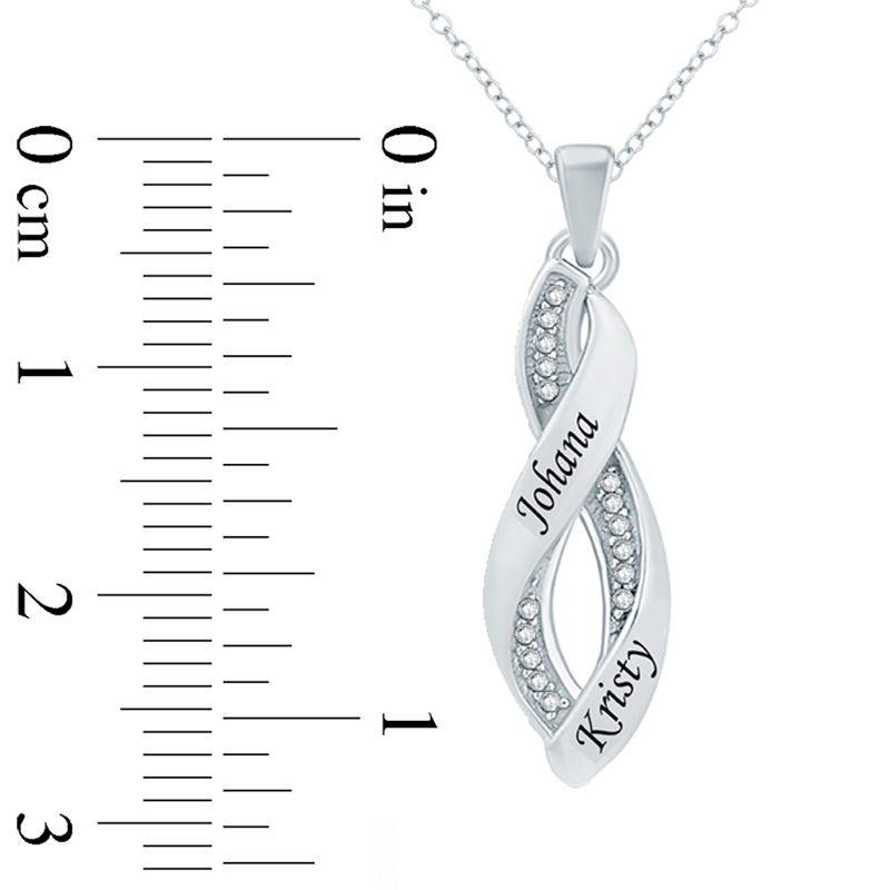 Main Image 2 of Couple's Diamond Accent Cascading Pendant in Sterling Silver (2 Names)