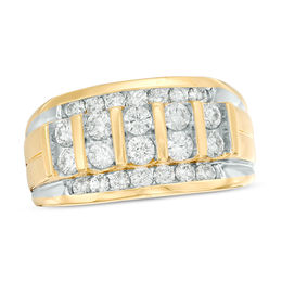 Men's 1-1/2 CT. T.W. Diamond Vertical Multi-Row Ring in 14K Gold