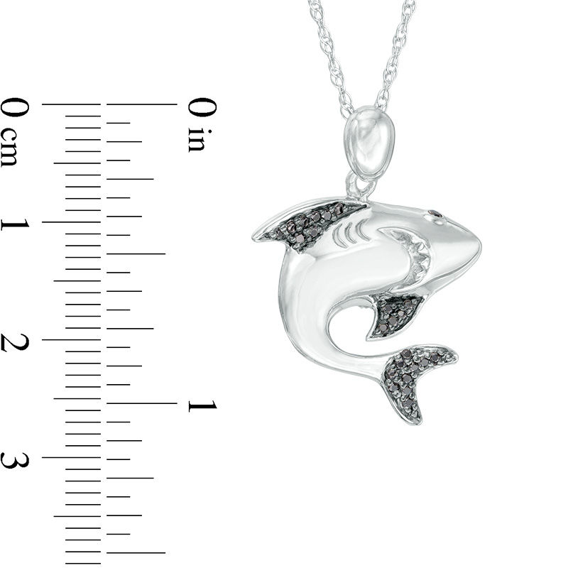 1/8 CT. T.W. Black Diamond Shark Pendant in Sterling Silver