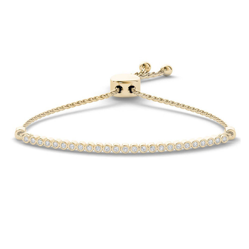 Main Image 1 of 1/10 CT. T.W. Diamond Bar Bolo Bracelet in Sterling Silver with 14K Gold Plate - 9.0"