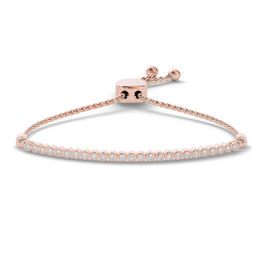 1/10 CT. T.W. Diamond Bar Bolo Bracelet in Sterling Silver with 14K Rose Gold Plate - 9.0&quot;