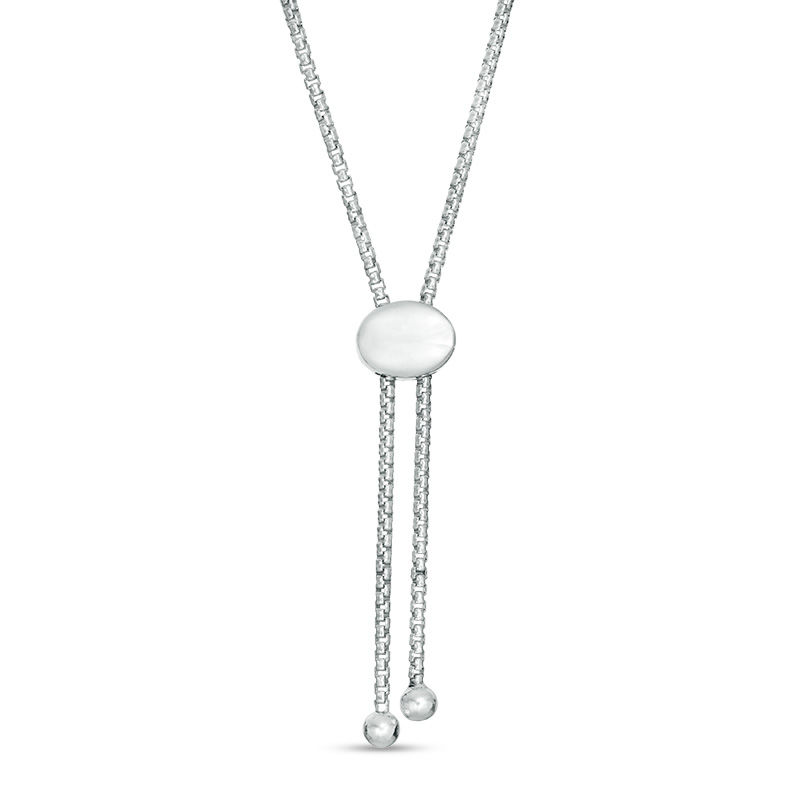 Main Image 2 of 12.0mm Lab-Created Blue Opal, Green Opal and White Sapphire Frame Reversible Bolo Necklace in Sterling Silver - 26"