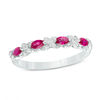Thumbnail Image 0 of Sideways Marquise Lab-Created Ruby and White Sapphire "X" Stackable Band in Sterling Silver