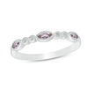 Thumbnail Image 1 of Sideways Marquise Rose de France Amethyst and White Topaz Vintage-Style Stackable Band in Sterling Silver