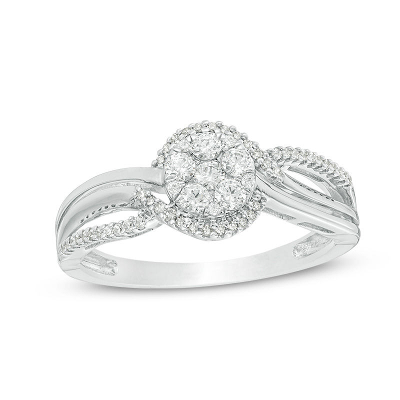 1/3 CT. T.W. Composite Diamond Bypass Promise Ring in 10K White Gold