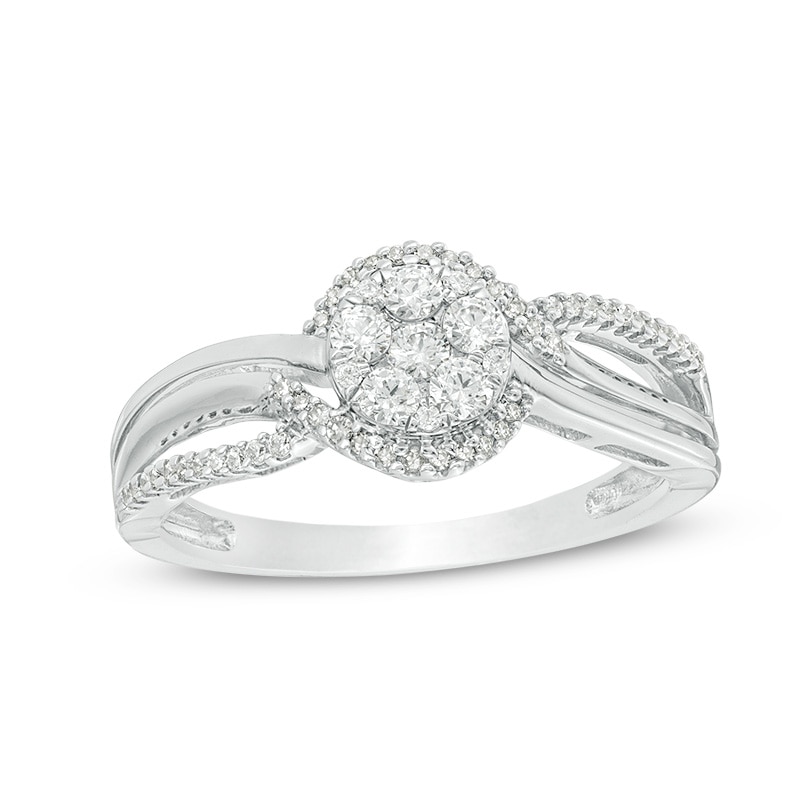 Main Image 1 of 1/3 CT. T.W. Multi-Diamond Bypass Promise Ring in 10K White Gold