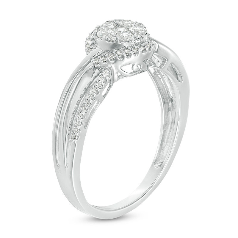 1/3 CT. T.W. Composite Diamond Bypass Promise Ring in 10K White Gold