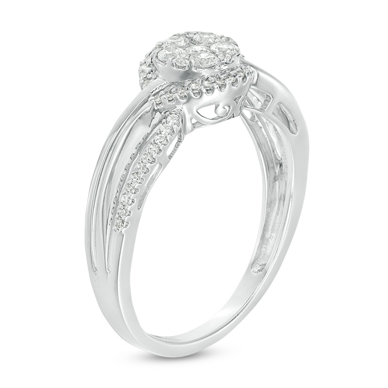 Main Image 2 of 1/3 CT. T.W. Multi-Diamond Bypass Promise Ring in 10K White Gold