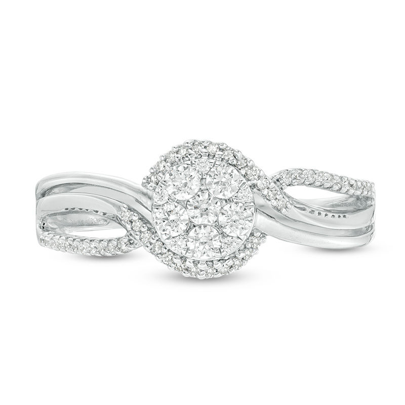 1/3 CT. T.W. Composite Diamond Bypass Promise Ring in 10K White Gold