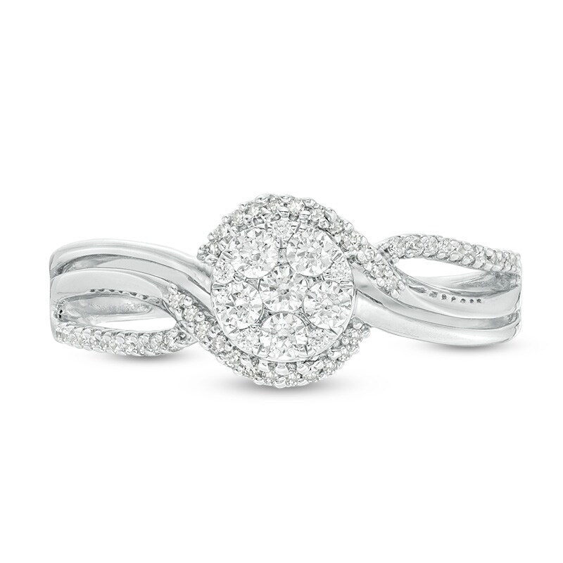 Main Image 3 of 1/3 CT. T.W. Multi-Diamond Bypass Promise Ring in 10K White Gold