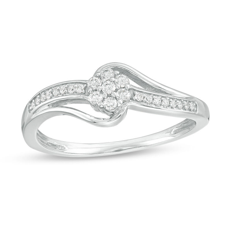 Main Image 1 of 1/6 CT. T.W. Composite Diamond Bypass Promise Ring in 10K White Gold