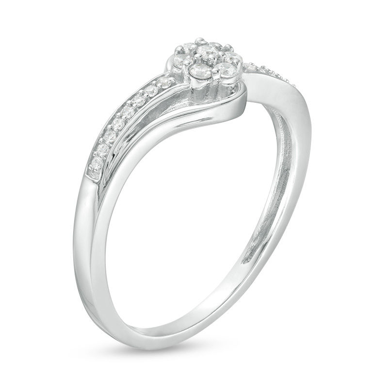 Main Image 2 of 1/6 CT. T.W. Composite Diamond Bypass Promise Ring in 10K White Gold