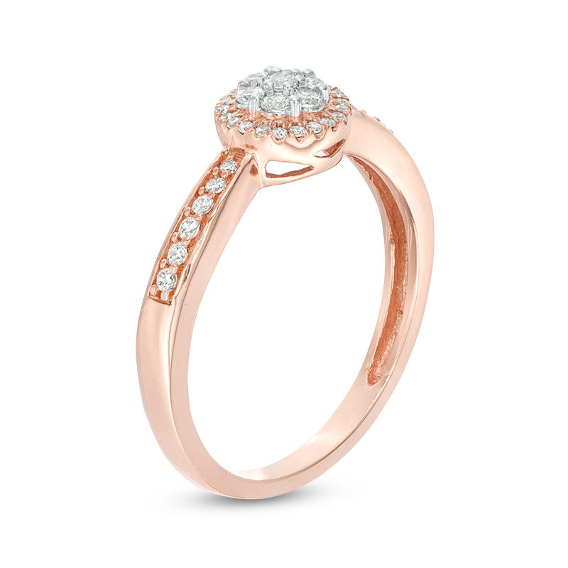 1/4 CT. T.W. Composite Diamond Frame Promise Ring in 10K Rose Gold