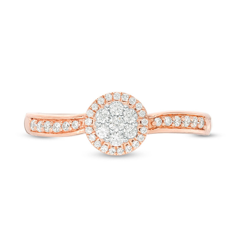 Main Image 3 of 1/4 CT. T.W. Composite Diamond Frame Promise Ring in 10K Rose Gold