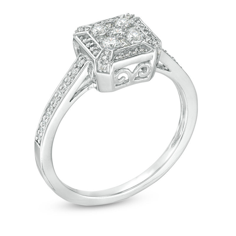 1/3 CT. T.W. Composite Diamond Octagonal Frame Ring in 10K White Gold