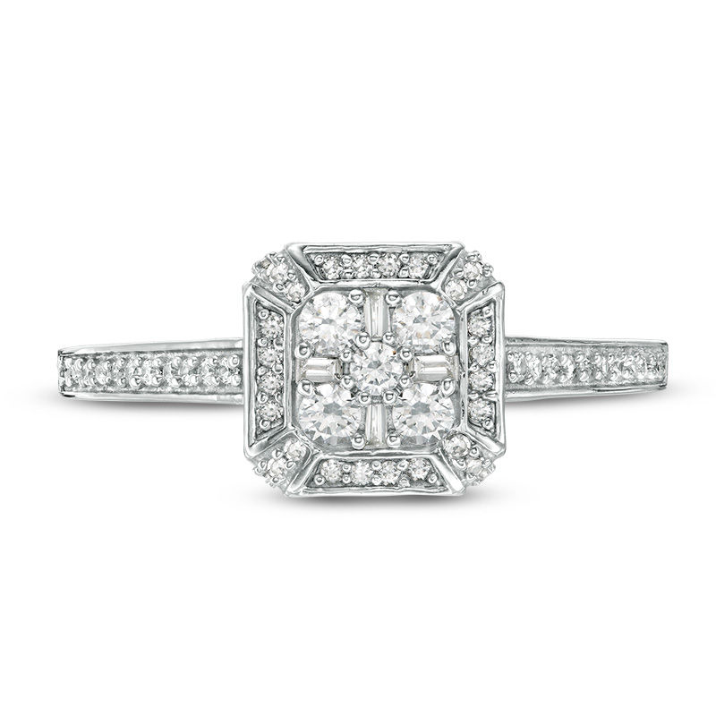 Main Image 3 of 1/3 CT. T.W. Composite Diamond Octagonal Frame Ring in 10K White Gold