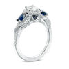 Thumbnail Image 1 of Vera Wang Love Collection 3/4 CT. T.W. Pear-Shaped Diamond and Oval Sapphire Three Stone Ring in 14K White Gold