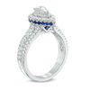 Thumbnail Image 1 of Vera Wang Love Collection 1 CT. T.W. Pear-Shaped Diamond and Sapphire Double Frame Engagement Ring in 14K White Gold