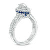 Thumbnail Image 2 of Vera Wang Love Collection 1 CT. T.W. Pear-Shaped Diamond and Sapphire Double Frame Engagement Ring in 14K White Gold