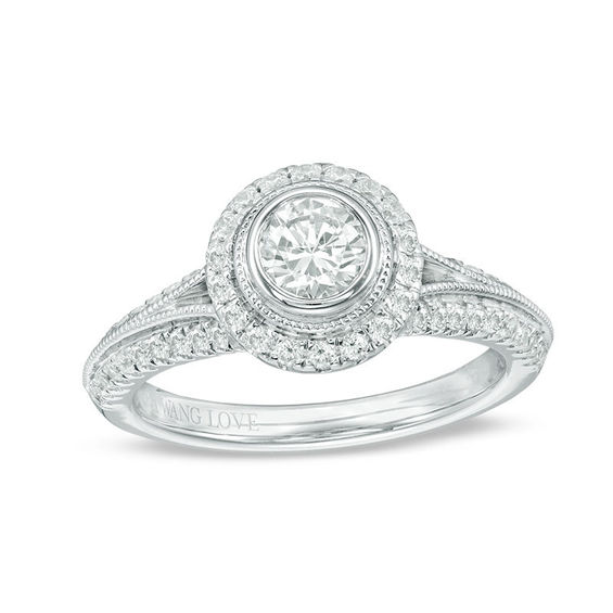 Vera Love Collection 1 Ct T W Diamond Frame Vintage Style Vera Love Collection 1 Ct T W Diamond Frame Vintage Style Engagement Ring In