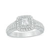 Thumbnail Image 0 of Vera Wang Love Collection 1 CT. T.W. Princess-Cut Diamond Double Frame Engagement Ring in 14K White Gold