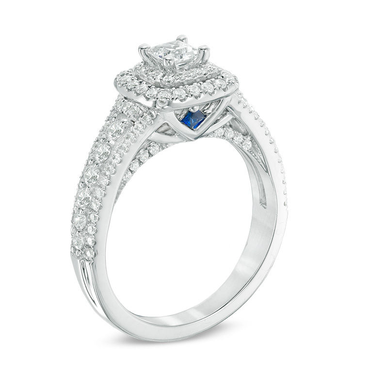 Main Image 2 of Vera Wang Love Collection 1 CT. T.W. Princess-Cut Diamond Double Frame Engagement Ring in 14K White Gold