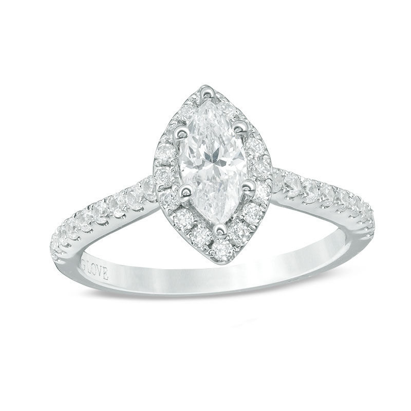 Vera Wang Love Collection 1 CT. T.W. Marquise Diamond Frame Engagement Ring in 14K White Gold