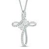 Thumbnail Image 1 of Ever Us® 1/2 CT. T.W. Diamond Two-Stone Bypass Cross Pendant in 14K White Gold - 19&quot;