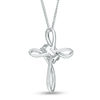 Thumbnail Image 2 of Ever Us® 1/2 CT. T.W. Diamond Two-Stone Bypass Cross Pendant in 14K White Gold - 19&quot;