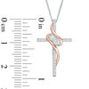 Thumbnail Image 3 of Ever Us® 1/4 CT. T.W. Diamond Two-Stone Swirl Cross Pendant in 14K Two-Tone Gold - 19"