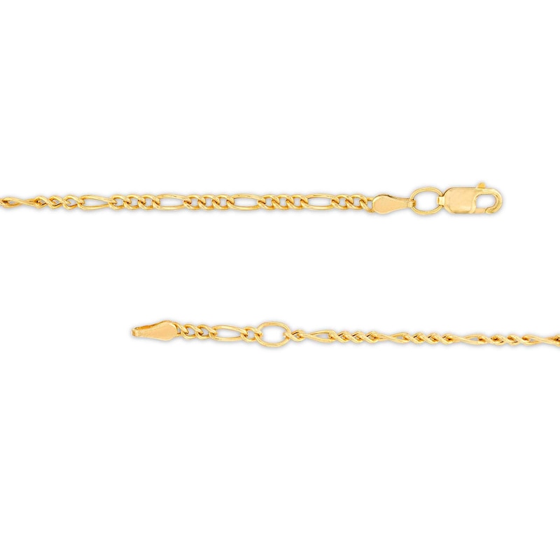 Main Image 2 of Child's Rectangular ID and Figaro Chain Bracelet in 14K Gold - 6"