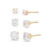 Thumbnail Image 0 of White Lab-Created Sapphire Solitaire Graduated Three Pair Earrings Set in 14K Gold
