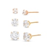 Thumbnail Image 1 of White Lab-Created Sapphire Solitaire Graduated Three Pair Earrings Set in 14K Gold