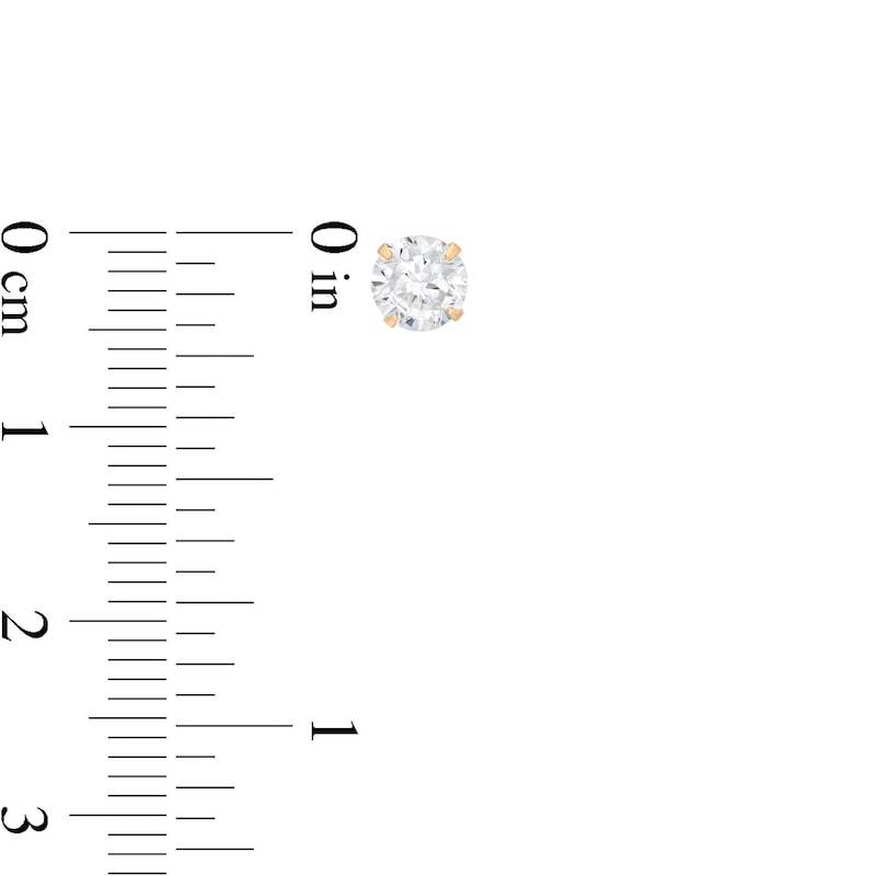 Main Image 3 of White Lab-Created Sapphire Solitaire Graduated Three Pair Earrings Set in 14K Gold