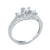 Thumbnail Image 1 of 1/4 CT. T.W. Diamond Frame Three Stone Split Shank Promise Ring in 10K White Gold