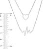 Thumbnail Image 2 of 1/10 CT. T.W. Diamond Heart Outline and Heartbeat Double Strand Necklace in Sterling Silver - 17"