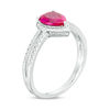 Thumbnail Image 2 of Pear-Shaped Lab-Created Ruby and White Sapphire Bead Frame Split Shank Ring in Sterling Silver
