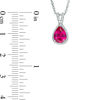 Thumbnail Image 2 of Pear-Shaped Lab-Created Ruby and White Sapphire Bead Frame Split-Bail Pendant in Sterling Silver