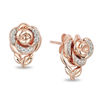Enchanted Disney Belle 0.084 CT. T.W. Diamond Rose Stud Earrings in 10K Rose Gold