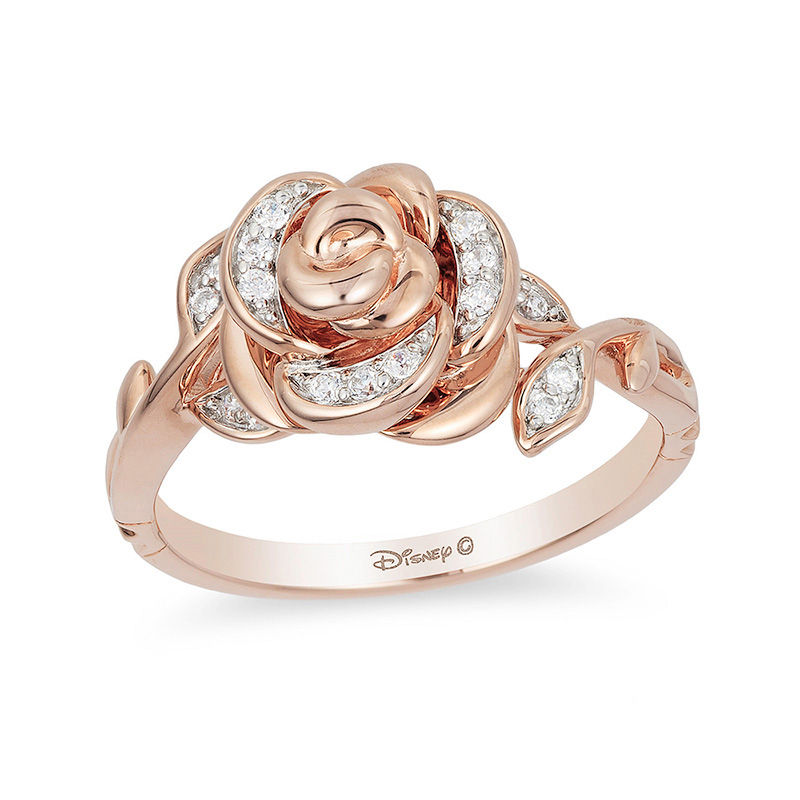 Enchanted Disney Fine Jewelry Diamond Belle Princess Ring 1/10ctw ...