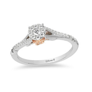 enchanted disney belle 1 5 ct t w diamond frame promise ring in 10k two tone gold zales outlet two ring