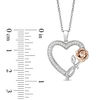 Thumbnail Image 2 of Enchanted Disney Belle 1/6 CT. T.W. Diamond Rose and Heart Pendant in Sterling Silver and 10K Rose Gold - 19"