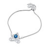 Thumbnail Image 1 of Enchanted Disney Cinderella Oval Blue Topaz and 1/10 CT. T.W. Diamond Carriage Bolo Bracelet in Sterling Silver - 9.5"
